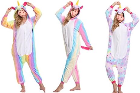 Unisex Adult Unicorn Onesie Animal Pajamas Costume Christmas Plush Sleepwear
