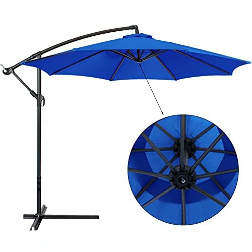 Garden Parasol Umbrella Canopy, Patio Replacement Parasol Cover Umbrella Cover for Garden Yard Patio Deck (Roof Canopy Only)(Blue, 3M8Ribs)