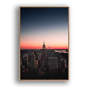 Framed Canvas Wall Art for Living Room, Bedroom Brooklyn Bridge and New York City Canvas Prints for Modern Home Decoration Ready to Hang - 16"x24" inches