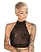 iHeartRaves Black Sheer Mesh Halter Crop Top Shirt (One Size)