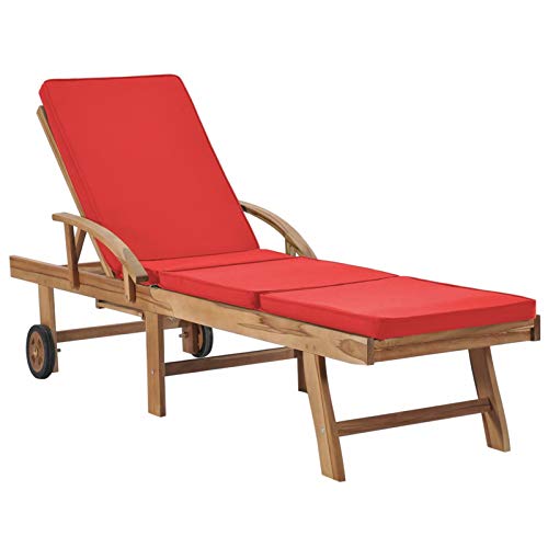 Festnight Sonnenliege Holz mit Rollen Gartenliege mit Auflage Liegestuhl Liege Outdoor Doppelliege Sonnenstuhl Gartenmöbel Relaxliege für Garten Balkon Terrasse, 2 STK Massivholz Akazie – Bild 4