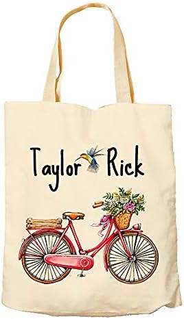 Personalised Flower Cycle Themed Tote Bag-Natural Cotton Shopping Bag.