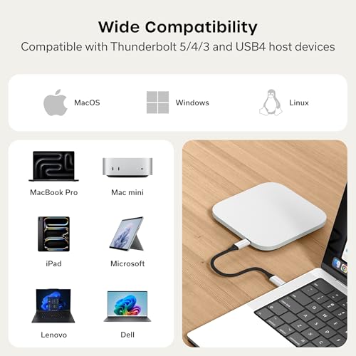 Satechi USB4 NVMe SSD Enclosure for Mac Mini M4, M.2 NVMe SSD Enclosure with up to 40Gbps, up to 8TB, for Sizes 2280/2260/2242/2230mm – Compatible with Thunderbolt 5/4, USB4 (SSD Not Included)