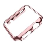 Apple Watch Case, Tomplus [Ultra-Thin] [Newest] Apple Watch PC Plated Cover Case Slim Premium Super / Exact Fit / Plastic Cover Snap On Hard Protective Case for Apple Watch (PC Case Rose Gold 42mm)