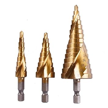 Generic Cone Drills Bit 12mm/20mm/32mm 3Pcs HSS Spiral Grooved Step Hole Cut Tools #69256
