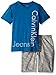 Calvin Klein Little Boys' Toddler 2 Piece Set Tee Shirt with Printed Short,Blue,3T