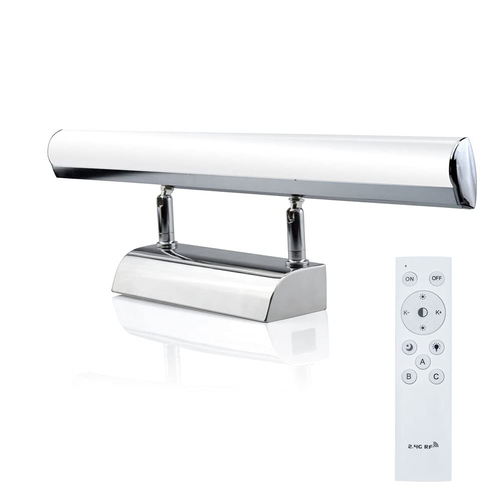 Luxvista Dimmable LED Bathroom Mirror Light, 7W 430mm Energy Saving Wall Front Lamp, 3 Colour Dimmable with Memory Function, IP44 Waterproof LED Make Up Sconce Lights with Remote Control