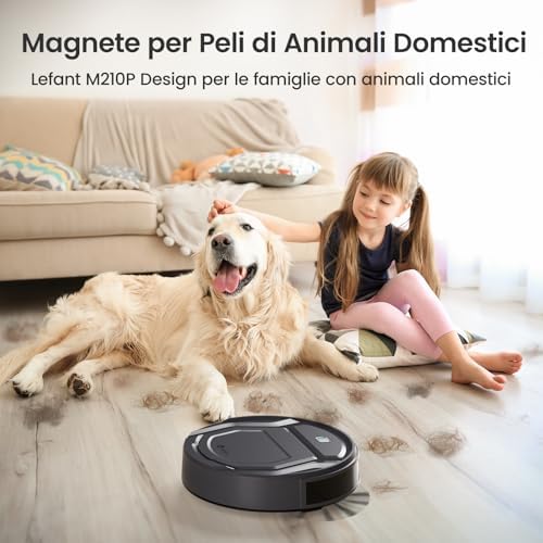 M210P Robot Aspirapolvere 2200Pa Ultra Sottile 7,8cm, Nero