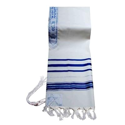 Blue & Silver 100% Wool Kosher Tallit Prayer Shawl 18"x 72" Imported From Israel Blue & Silver 100% Wool Kosher Tallit Prayer Shawl 18"x 72" Imported From Israel