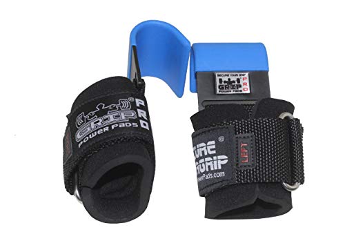 Heavy Duty PRO Metal Lifting Steel Hooks Best Power Weightlifting Set of 2 Premium Thick Padded Workout Hook Gloves (Men-Wrist Size Large, Blue 1) - Thumbnail 5