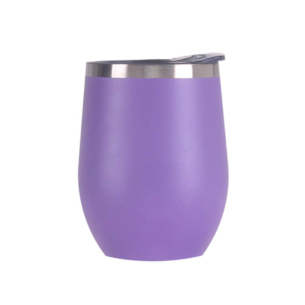 Gtell 12 oz Stainless Steel Wine Tumbler Stemless Glasses with Lid, Double Wall Insulated Travel Mug Perfect for Wine, Coffee, Drinks, Champagne, Cocktails(Purple) — image 1