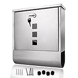 Homdox Stainless Steel Wall Mounted Mailbox Lockable Letterbox Post Box with Retrieval Door & Newspaper Roll [US in Stock]