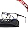 CGID CT12 Blue Light Blocking Glasses, Anti Glare Fatigue Blocking Headaches Eye Strain, Safety Glasses for Computer/Phone, Vintage Rectangle Brown Frame,Transparent Lens