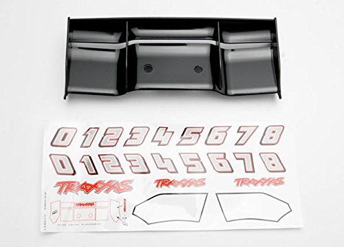Traxxas 1/10 E-Revo BL BLACK PLASTIC WING, DECALS & MOUNT Spoiler Airfoil
