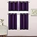 NICETOWN Thermal Insulated Blackout Kitchen Valances- Energy Smart Eyelet Top Blackout Curtain Tiers (2 Panels, 42W by 36L + 1.2 inches Header, Royal Purple)