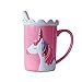 Kerr's Choice UNICORN Ceramic Coffee Mug/Tea Mug with Lid and Spoon for Girls and Women, Novelty Mug ❤Unicorn Gift, Mug Gift❤ (pink)