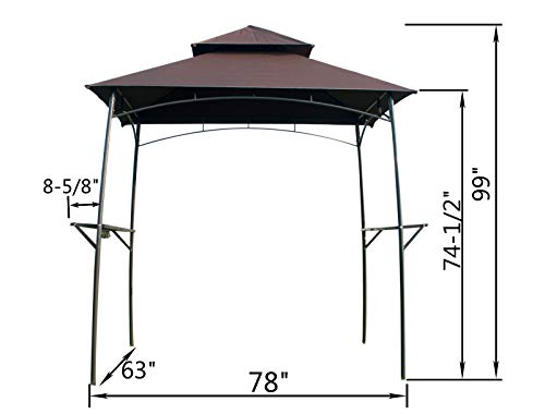 Feelway BBQ Canopy Outdoor Barbecue Grill Metal Gazebo W/Lights 2-Tier