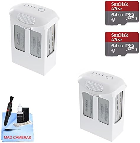 DJI Phantom 4 Battery Power Kit - Includes 2 Intellegent In Flight Batteries + 2 64GB SD Memory Card