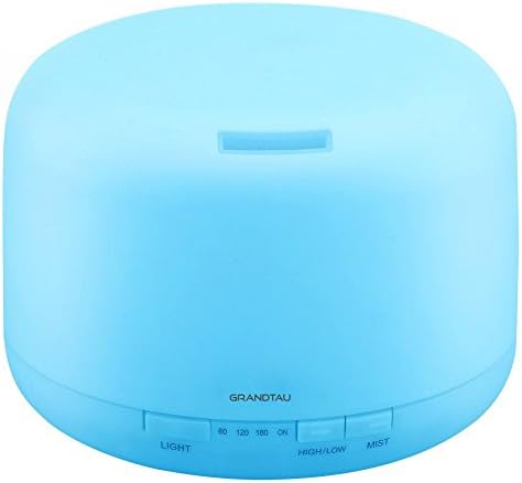Aroma Essential Oil Diffuser, GRANDTAU Aromatherapy 500ml Ultrasonic Air Cool Mist Humidifier with 4 Timer Settings, 7 Color Night Light and Waterless Auto Shut-Off for Office Home Bedroom Baby Room