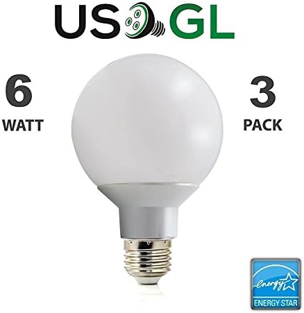3 Pack LED G25 Vanity Globe Light Bulb - DIMMABLE - 6W (40 Watt Equivalent) Cool White (4000K) Shatter Resistant Energy Star E26 Base 450 Lumens