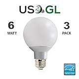 3 Pack LED G25 Vanity Globe Light Bulb - DIMMABLE - 6W (40 Watt Equivalent) Daylight (5000K) Shatter Resistant Energy Star E26 Base 450 Lumens