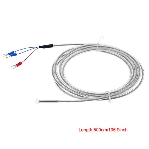 Termopar Pt100, Sensor de 3 Cables Resistente a la Corrosión, Sensor Pt100, Termómetro Resistente Al Agua 1300c HEITIGN 20 * 18 * 2