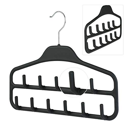 Elong Home Belt Hanger Rack Holder 2 Pack, Sturdy Belt Organizer with 360 Degree Swivel, 11 Large Belt Hooks for Closet, Non Slip Rubberized Belt Storage, Black - Thumbnail 6