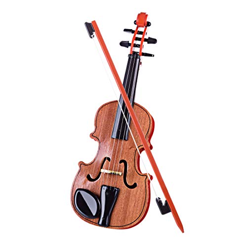 Yamix Wooden Toy Violin for Kids Mini Music Violin Wonderful Musical Instrument Toy for Kids with Bow - Dark Brown
