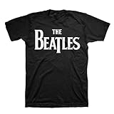 The Beatles Solid White Logo Men's Black T-Shirt