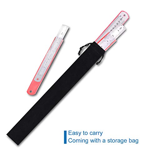 Stainless Steel Ruler, 3 Pcs Double-Scale Metal Ruler with Storage Bag, 6 Inch/15cm, 8 Inch/20cm and 12 Inch/30cm Metric Ruler for School, Office, Architect, Engineers, Craft (Silver) - Thumbnail 6