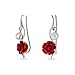 Trendy 3D Red Rose Flower White Freshwater Cultured Pearl Wire Ear Pin Climbers Crawlers Earrings For Women .925 Sterling Silver