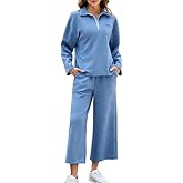 AGSEEM Lounge Sets for Women, Women's 2 Piece Outfits Long Sleeve 1/4 Zip Pullover Cropped Pants 2PC Outfit Comfy Sweatsuits