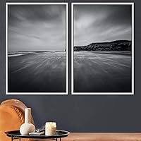 2 Piece Framed Canvas Wall Art Black and White Scenery Canvas Prints Home Artwork Decoration for Living Room,Bedroom - 16