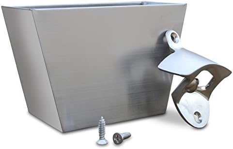 #1 Premium Steel Wall Mounted Bottle Opener and Cap Catcher for beer and soda, coke with Mounting Screws