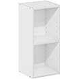 Furinno Fulda 2-Tier Space Saving Storage Shelf Bookcase, 10-Inch Width, White