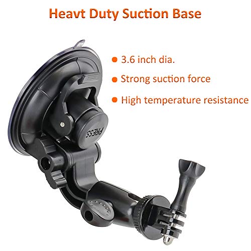 Heavy Duty Camera Car Windshield Mount with 1/420 Adapter for GoPro Hero Series and All Cameras
