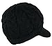 J-Fashion Women's Cable Knitted Double Layer Visor Beanie Hats with Hair Tie