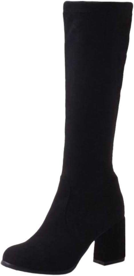 Women Block Heel Boots Pull On