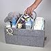 Baby Diaper Caddy Organizer by Devray | Nursery Storage Bin | Grey Leather Pu Handles and Top Trim with 5 Compartments