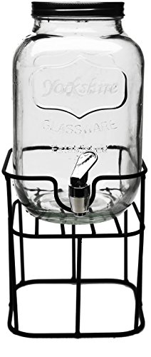 Circleware 69122 Sun Tea Mini Mason Jar Glass Beverage Dispenser with Lid Glassware For Water, Juice