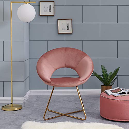 Duhome Vanity Chairs/Stool,Pink Modern Makeup Dressing Stool Padded Upholstered Accent Chair with Metal Legs Easy Assembly - Thumbnail 6