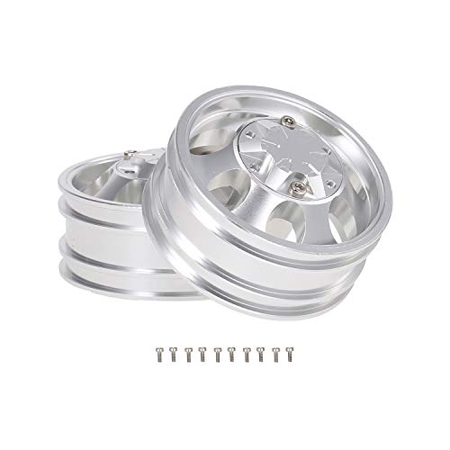 2pcs Trailer Front Hub Aluminum Alloy Rim 7 Spokes for 1/14 Tractor Truck RC Climber Trailer