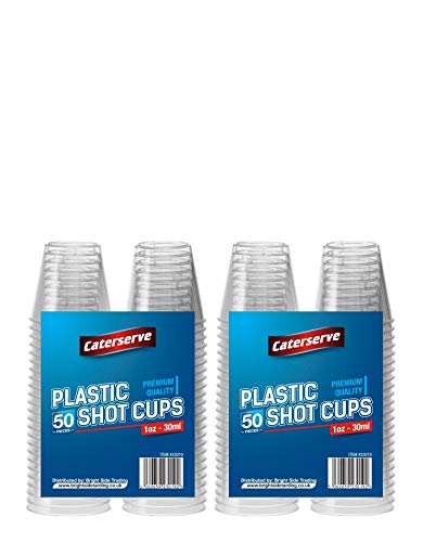 100 Plastic Shot Glasses - Multi Use Crystal Clear Hard Plastic Sampling Cups - 30ml - 1 oz
