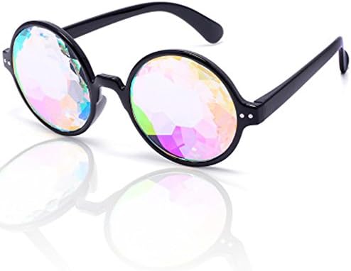 Hony Optical Pink Black Color Frame Kaleidoscope Glasses- Rainbow Rave Prism Diffraction For Festivals (1pcs Black&amp;1pcs Clear Color)