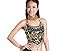 ZLTdream Belly Dance Chiffon Banadge Top with Chest Pad Hanging Bells and Coins Black