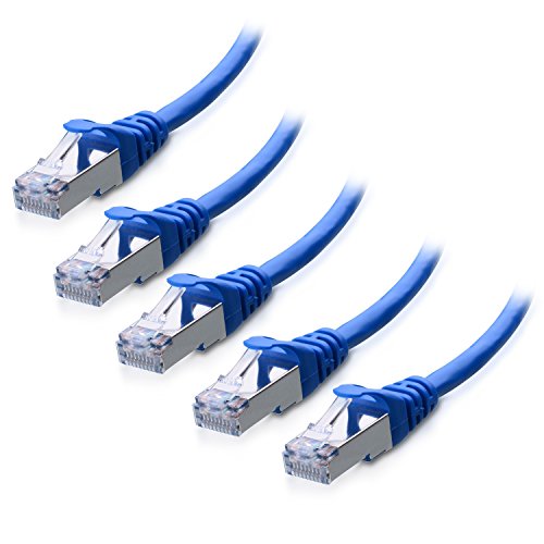 Cable Matters 5-Pack Snagless Cat 6a, Cat6a (SSTP, SFTP) Shielded Ethernet Cable in Blue 7 Feet