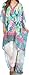 Sakkas Laisson Flowy Hi Low Caftan Rhinestone Boxy V Neck Dress Top Cover/Up