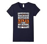 Womens Teacher Only Because Multitasking Ninja T-Shirt Medium Navy