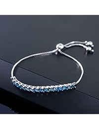 Genuine Londres Azul Topacio Plata de ley 925 de 1,5 quilates Totalmente Ajustable Pulsera