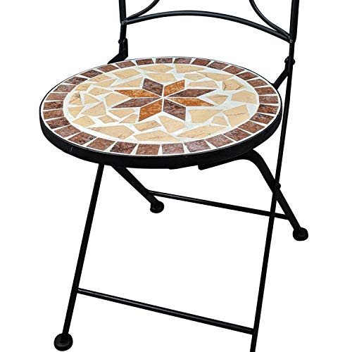 dszapaci Gartenstuhl Mosaik Klappstuhl Balkon Set Mosaik Bistrostuhl Metall Gartenmöbel Dekostuhl Garten Bistro Stuhl – Bild 4